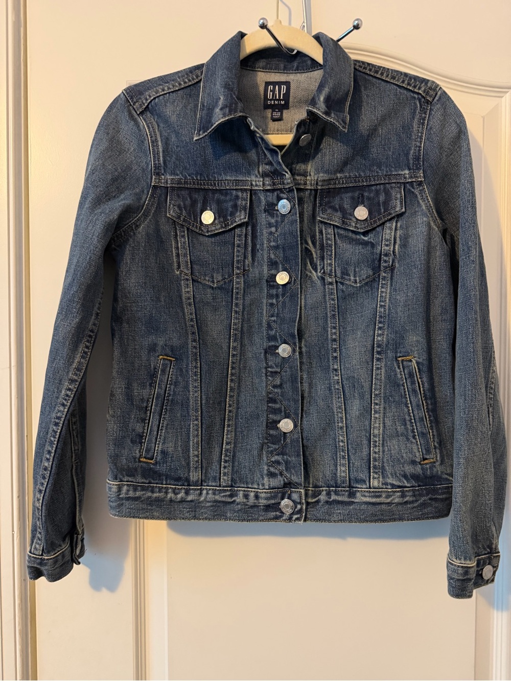 GAP Denim Classic Trucker Jacket Dark Indigo Wash Size XS